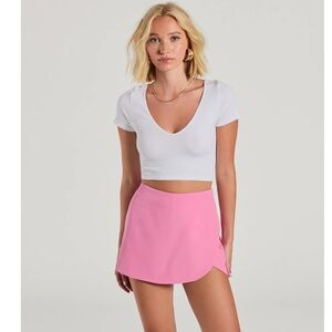High Rise Scallop Wrap Mini Skort